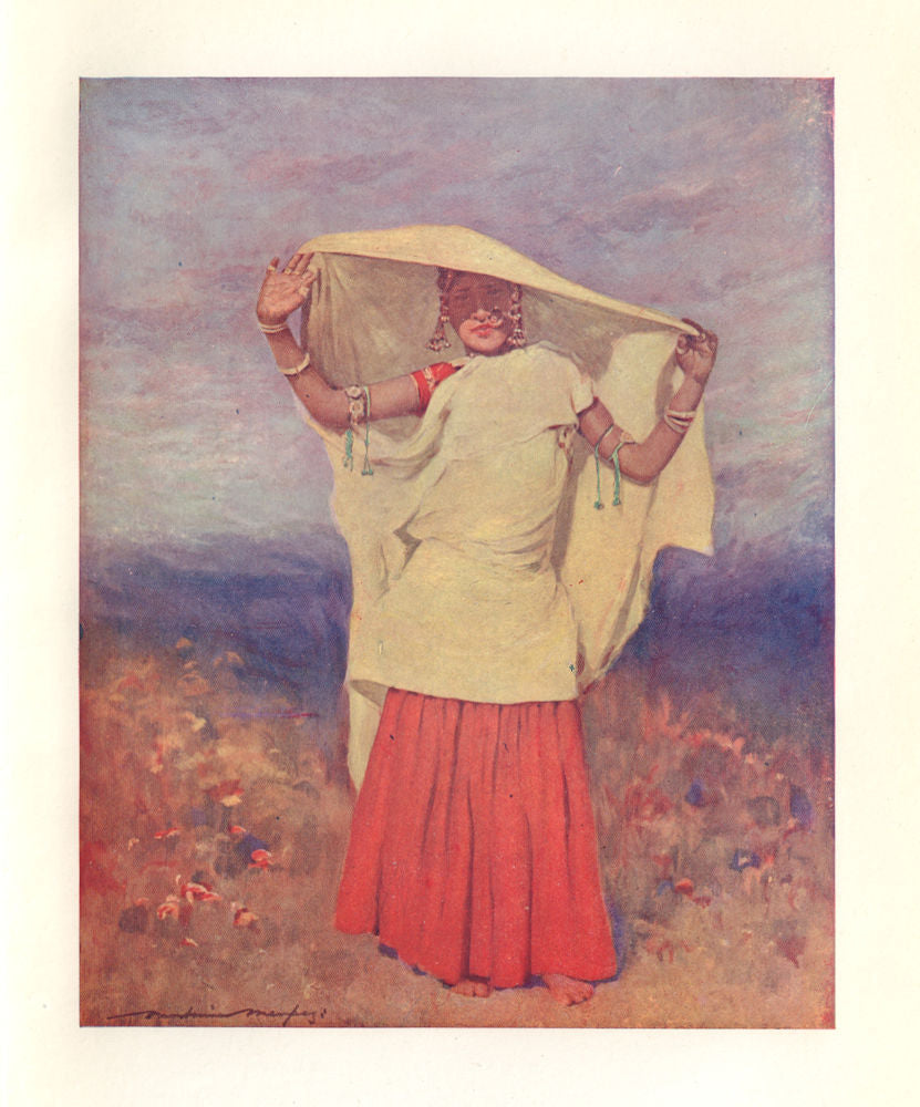 Late Afternoon. Indian lady. Mortimer Menpes 1905 old antique print picture